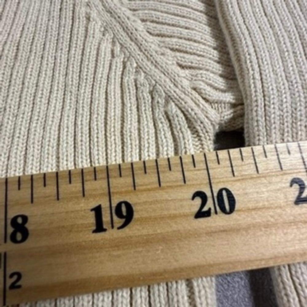 Vintage Banana Republic V-Neck Sweater Mens Ribbed Knit 100% Cotton Large Beige - Picture 2 of 7